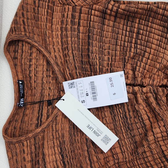 NWT Zara long sleeve peek a boo shirt Small - Picture 2 of 4
